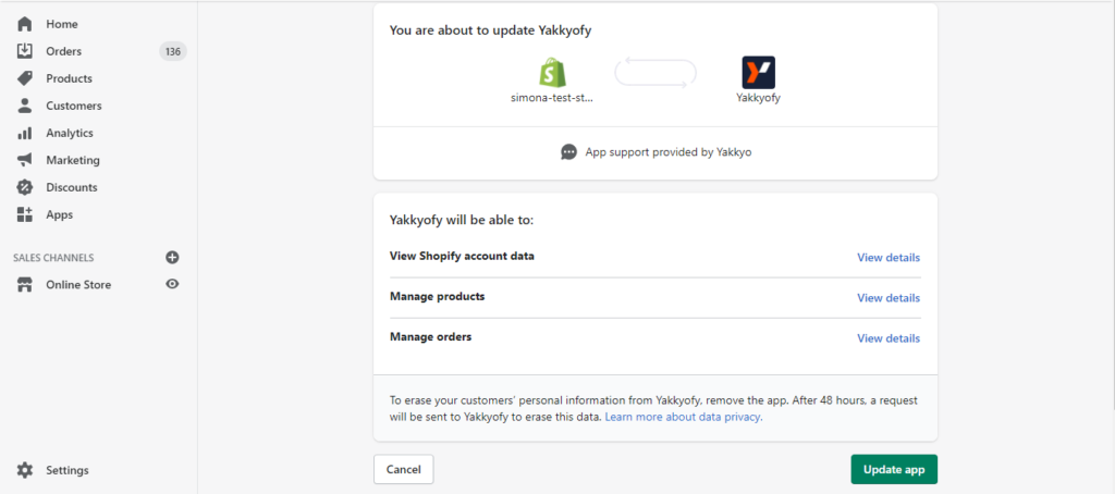 Yakkyofy app for shopify