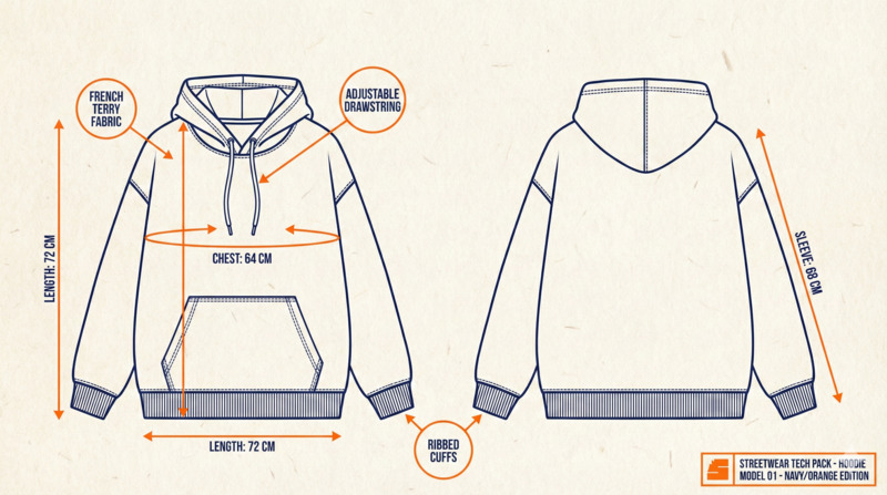 Example of a professional fashion tech pack for importing clothes from China