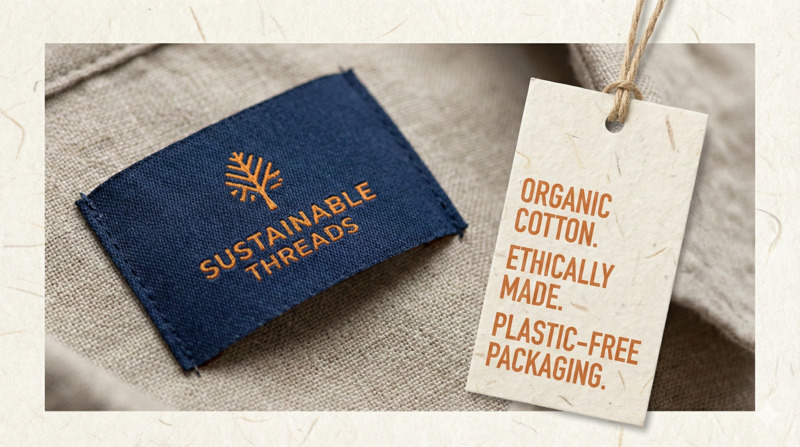 Custom woven neck labels and branded rice paper packaging for clothing brands