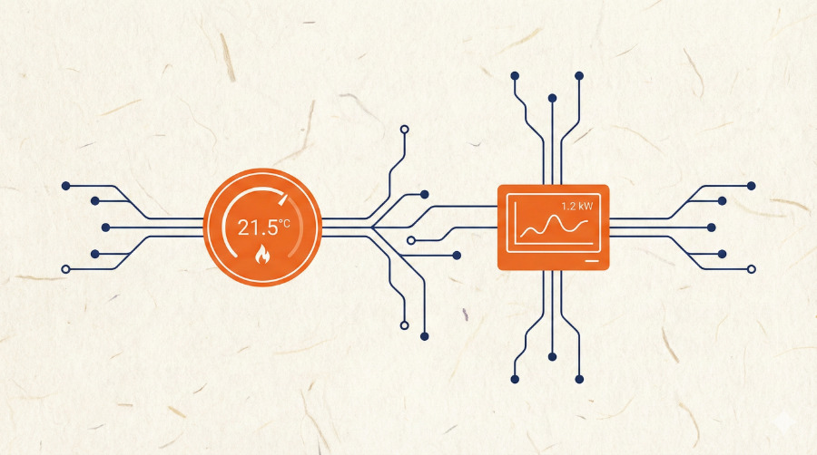 Smart home energy management devices and minimalist thermostat interface